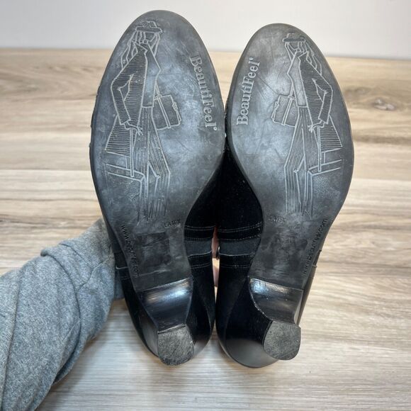 Beautifeel Shoes Womens 41 Lexie Pump Slip On Loafers Block Heels Black Leather - Picture 8 of 11